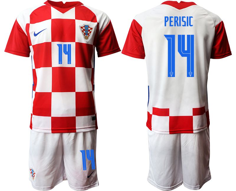 Men 2020-2021 European Cup Croatia home red #14 Nike Soccer Jersey